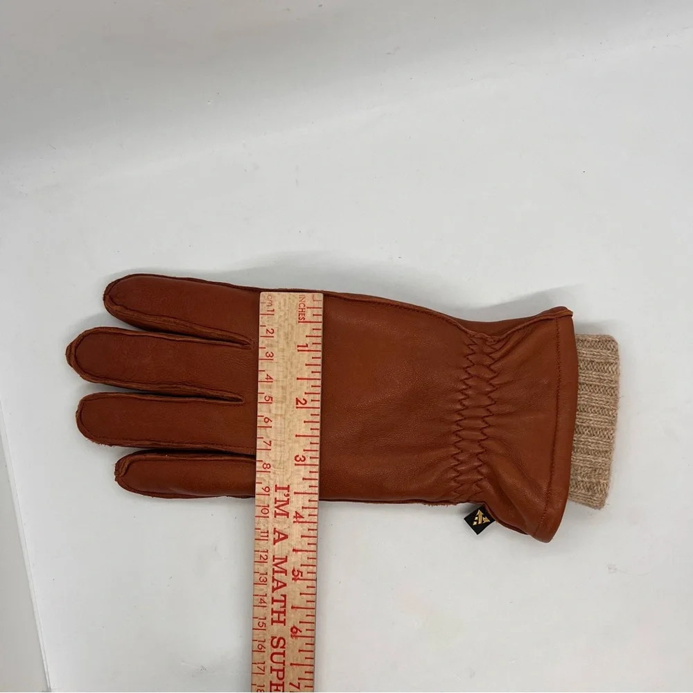 Auclair Leather Gloves M Medium Brown Wool Lined Winter Warm